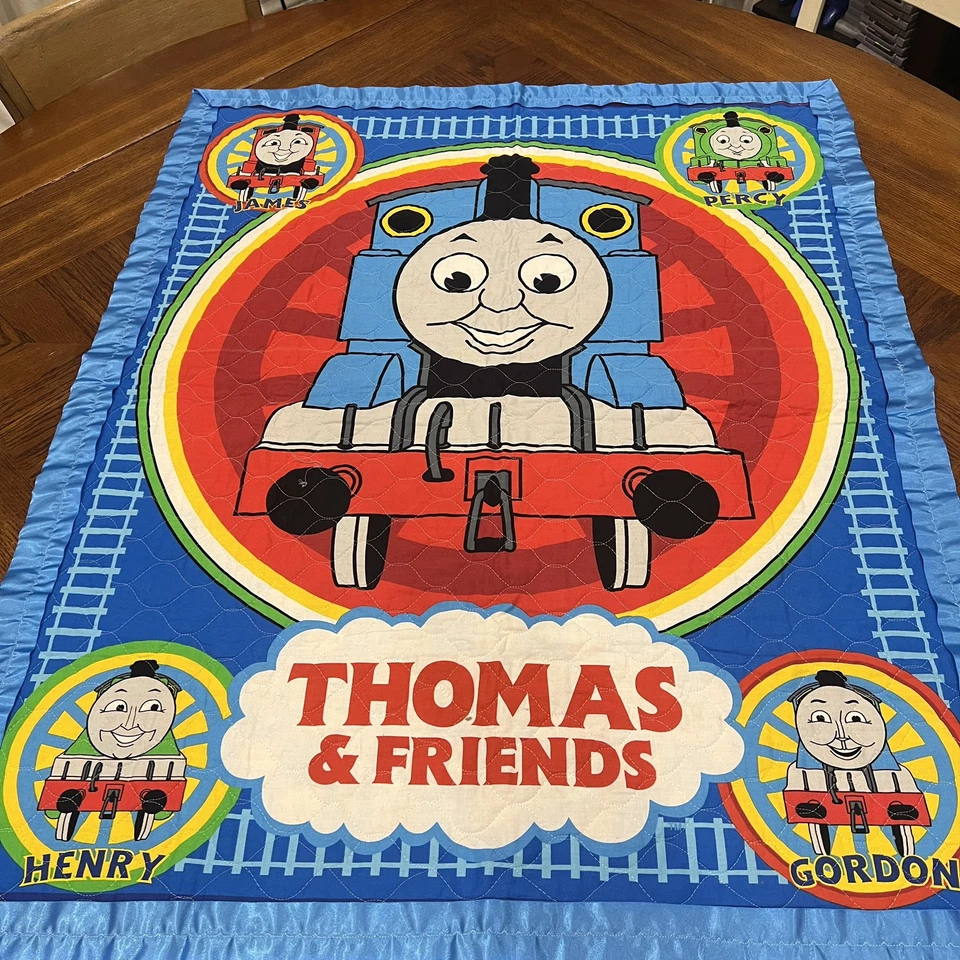 Manta acolchada THOMAS THE TRAIN con ribete de satén 42x35” bebé niños niño Foto 3 de 4