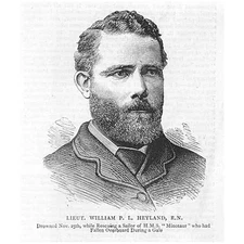 Lieutenant William P.L Heyland RN - Antique Print 1880