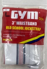 New GYM 3" Waistband OLD SCHOOL JOCKSTRAP Single Pack Size L 36-38 White