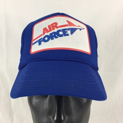 Vintage US Air Force Snapback Hat Mesh Trucker Blue Military Adjustable