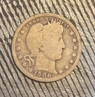 1906 P Barber Quarter - U.S. 25 cents silver coin