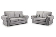 VERONA HIGH BACK 3 SEATER + 2 SEATER SOFA SET KENSINGTON GREY SWIVEL CHAIR