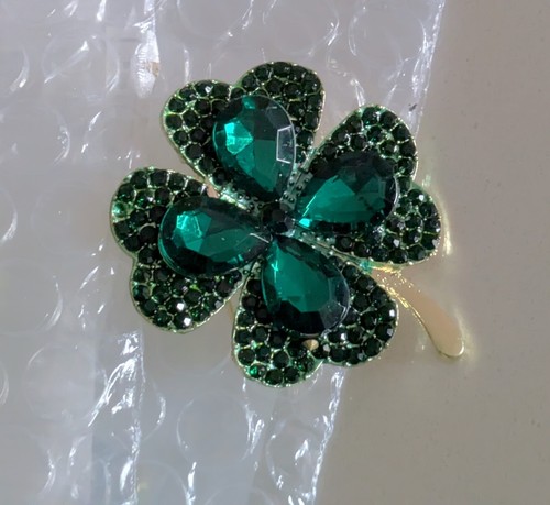 St. Patrick's Day Four leaf clover brooch - 4 variations of Art deco Style Pin - Picture 27 of 27