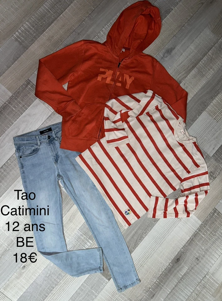 Catimini TAO 12 ANS GARÇON: SWEAT SHIRT + T Shirt + Jean TBE - Photo 1/1