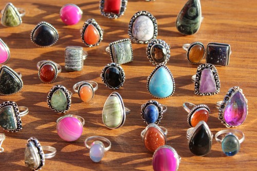 Anelli Pietre Preziose Anelli Fatti a Mano Nuovo Design Anelli Assortiti Argento Sovrapposizione Anelli @! - Foto 11 di 12