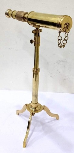 Vintage Brass Telescope On Tripod Stand Antique Desktop Telescope For Home Decor - Picture 5 of 8