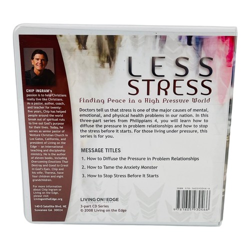 Stress Less: Finding Peace In A High Pressure World by Chip Ingram Audio Cd 2008 - Picture 2 of 7