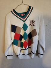 VTG Par Four Mens Golfer V-Neck Sweater sz L 80's 90's Ugly Retro Preppy Argyle