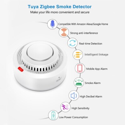 Tuya WiFi ZigBee Smart Smoke Detector Fire Alarm Sensor Hub Smart Life Security