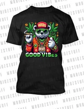 420 Marijuana Good Vibes Cannabis Polar Bear Tee Shirt Hip Hop Streetwear