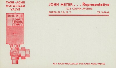 VINTAGE ADVERTISING POSTCARD CASH-ACME MOTORIZED VALVE  UNPOSTED  NOS
