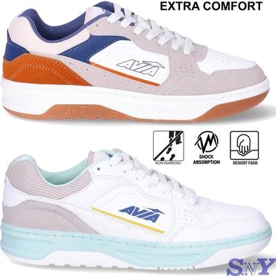Avia Women's Retro Court Sneakers PU Leather Lightweight Breathable Non Marking