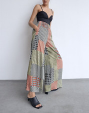 ZARA weite Hose Patchwork Muster Print Gr. L 40 42 NEU wide leg trousers pants