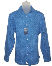 Cremieux Long Sleeve Shirt Large Limoges Blue Geometric Diamonds NWT (DC802)