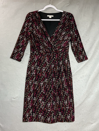 Coldwater Creek Dress Womens Small Black Geometric Office Midi Stretch Capsule