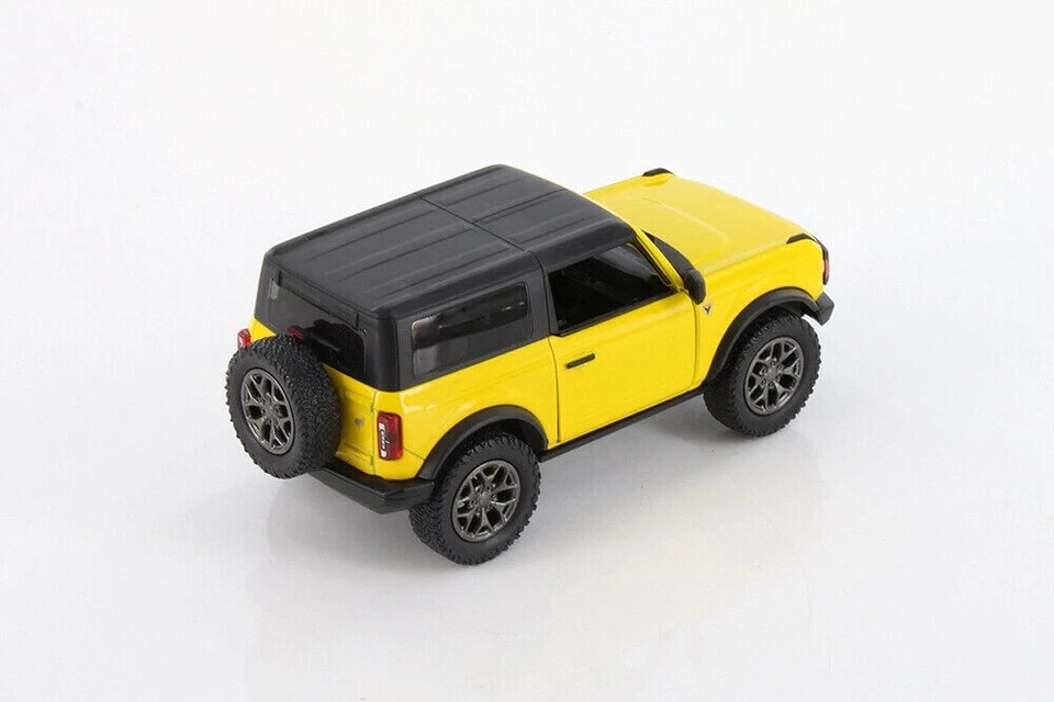 Ford Bronco 2022 techo rígido techo cerrado escala 1:34 modelo diecast amarillo de Kinsmart Foto 4 de 4