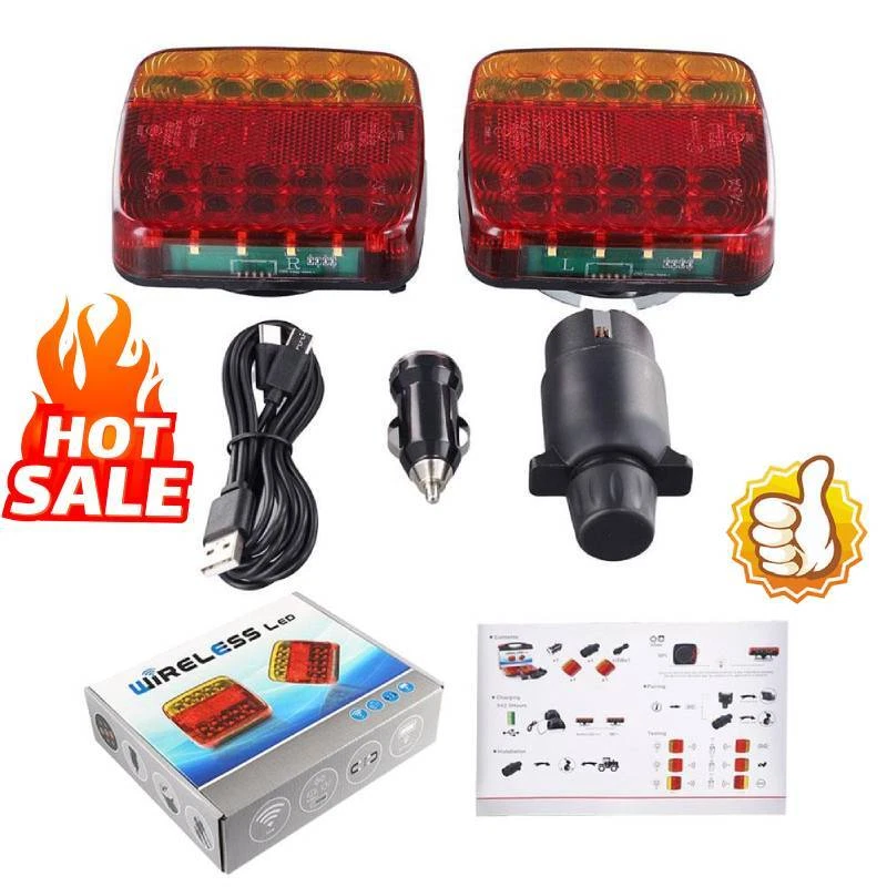 Wireless Led Rear Tail Lights Battery Operated USB Magnetic Tow