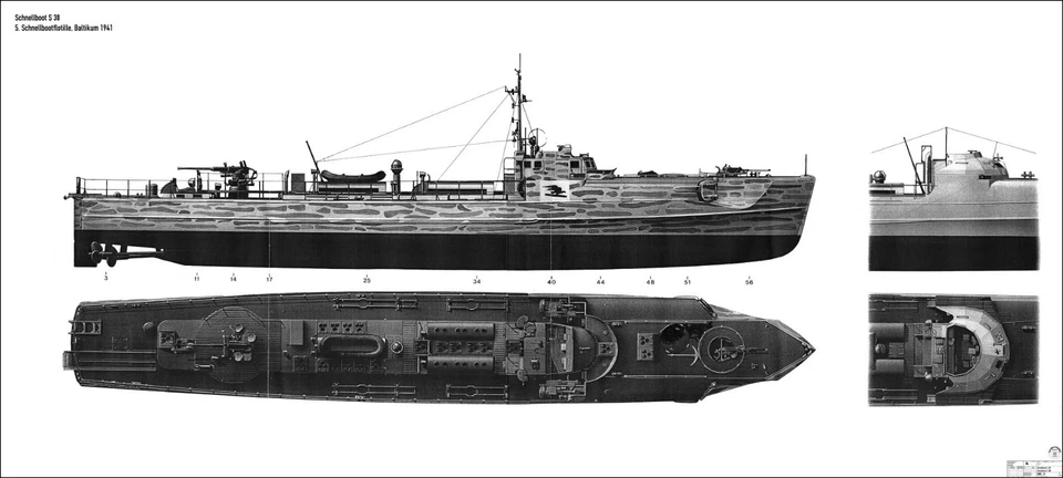 SCHNELLBOOT S- 38. Kriegsmarine bis 1945. M 1 :25 Modellbauplan RC - Bild 4 von 4