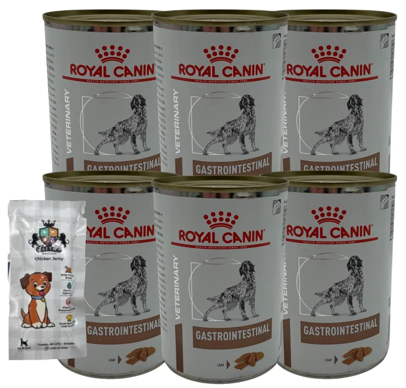 6x400g Wet Gastrointestinal in Loaf Veterinary Diet Dog Food with AETN Jerky
Opens in a new window o