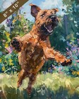 Irish Terrier playing in the yard full of energy painting 8x10 Print