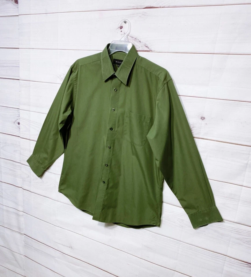 Camisa Marquis Para Hombre Talla L (16.5) Cuello Verde Bolsillo Abotonado Manga Larga Foto 3 de 4