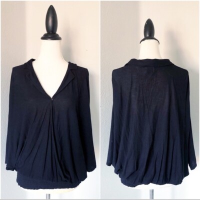 Anthropologie Women's Postmark Black Dolman Oversized Wrap Top Size XS/S