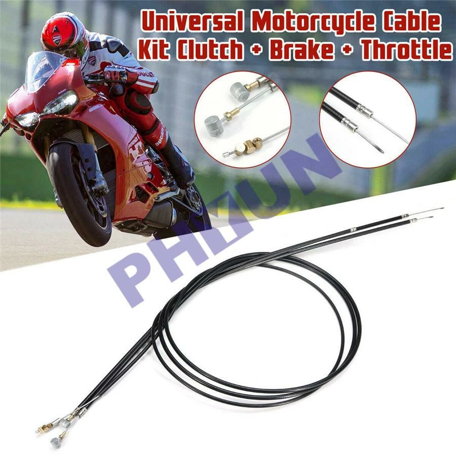 Juego de cables de embrague, freno, arnés de acelerador negro universal para motocicleta Foto 2 de 4
