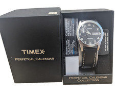 Timex Perpetual Calendar Collection Watch With Box Black Strap