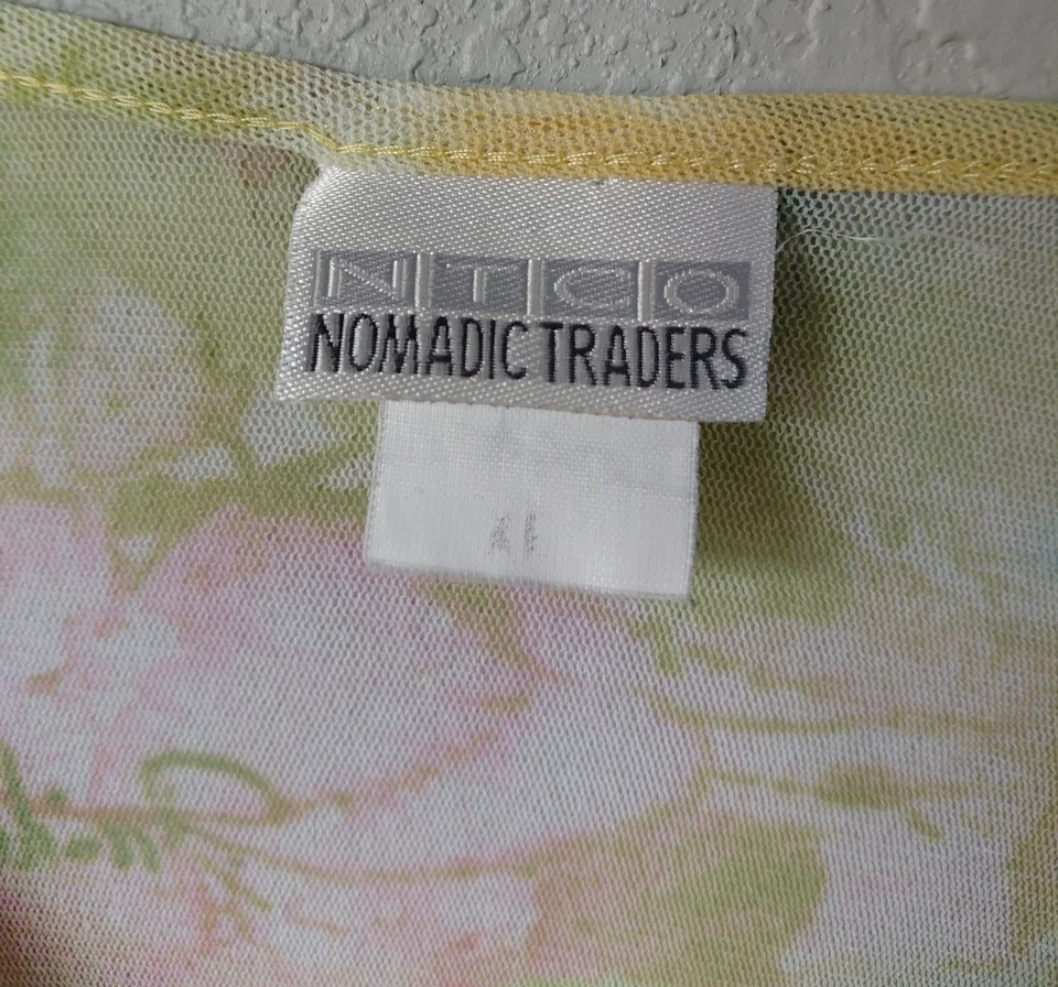 Top transparente manga larga cuello en V estampado floral Nomadic Traders Co para mujer XL Y2K 90s Foto 2 de 4