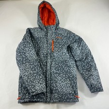 Columbia Boys XL 18/20 Gray Geometric Insulated Hooded Puffer Jacket Orange