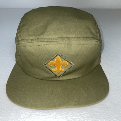 Boy Scouts Of America Green Cap Strap vtg Adjustable Size 5 5/8 - 6 7/8  SMALL