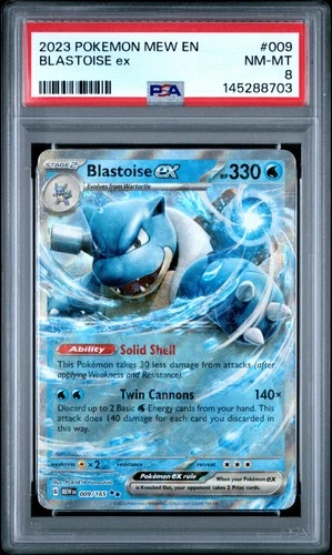 2023 POKEMON MEW EN-151 #009 BLASTOISE EX PSA 8