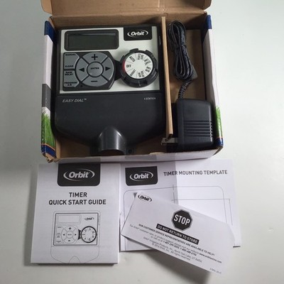 Orbit EASY DIAL Sprinkler Timer 28964 Indoor Mount 4 Station Easy-Set Logic 