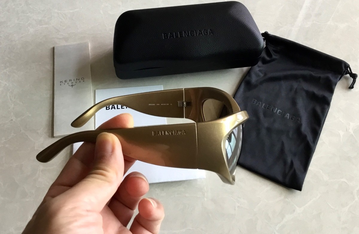 $650 Authentic BALENCIAGA Oversized Cat-Eye GOLD OVAL Fashion