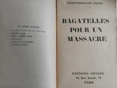 LOUIS FERDINAND CELINE BAGATELLES POUR UN MASSACRE TEXTE INTEGRAL 1941 PAMPHLET - Photo 1/4