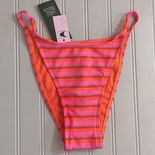 Wild Fable Textured Low Rise Extra High Leg Cheeky Bikini Bottom Small Pink NWT