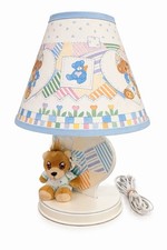 Vintage Dolly Inc Teddy Bear Nursery Lamp Pastel Shade Baby Room Light
