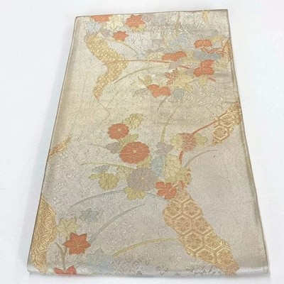 7317# Japanese Vintage Fukuro Obi Belt Kimono Fabric Silk Traditional Gold
