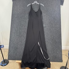IEENA For Mac Duggal Dress Women's 0 Black Crystal Rhinestone Maxi Slit Gown