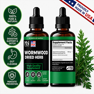 Wormwood Extract Liquid Drops Gut Health Pure Detox Cleanse Herbal Tincture 2oz