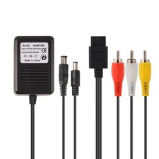 Power Supply and AV Cable for SNES, AC Adapter Audio Video Black