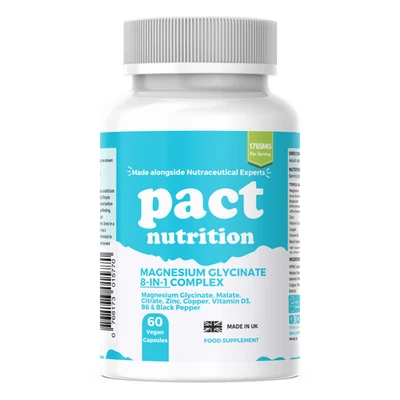 PACT NUTRITION Magnesium Glycinate 8-in-1 Complex - High Strength Magnesium Capsules UK