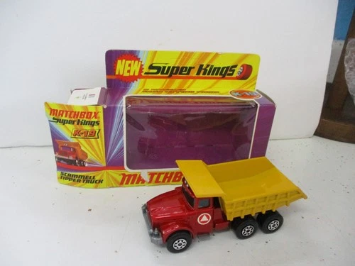 Matchbox Lesney Superkings K-19 Scammell Dump Truck- metallic red cab, boxed