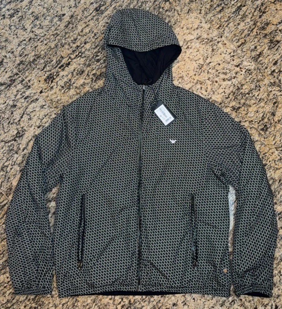 EMPORIO ARMANI $445 Mens BLOUSON REVERSIBLE JACKET Full Zip AUTHENTIC NEW image 1