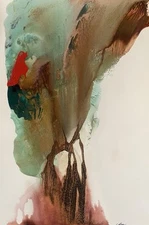 Abstract Mixed Media Ink Watercolor Painting on 12 X 18” Paper Contemporary