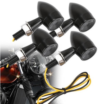 4TLG LED Miniblinker Motorrad Blinker schwarz e-geprüft vorn hinten Rücklicht