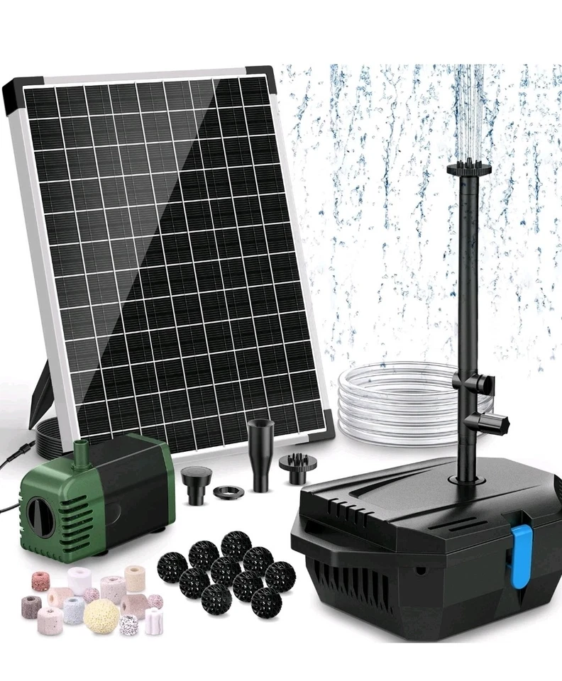 Teichfilter mit 20W Solar Springbrunnenpumpe, Solar Teichfilter mit 280GPH Pumpe...