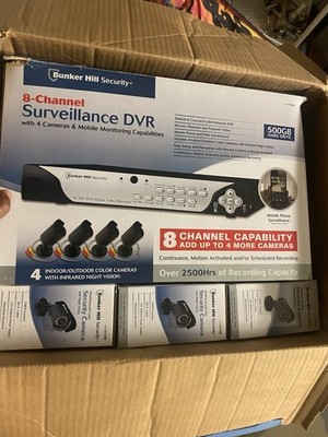 Bunker Hill Security 8-Channel Surveillance DVR 500GB w/ 4 Cameras + 3 more nvg