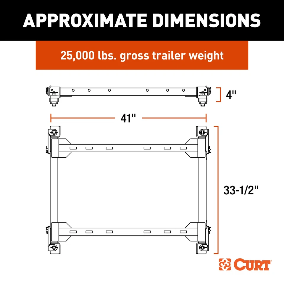 Curt Puck System 5th Wheel Hitch Adapter with Rails for 2013-2025 Ram 2500/3500 - Изображение 2 из 4