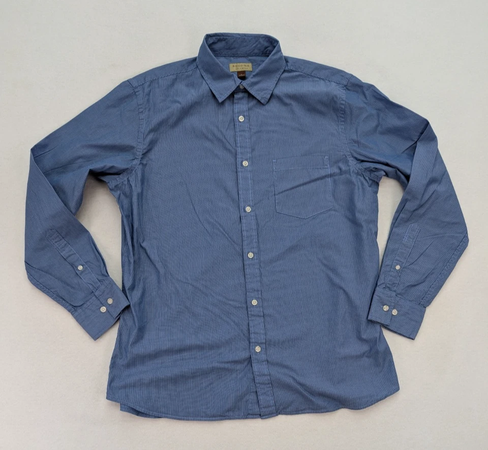 Sonoma Men's Dress Shirt Size L Blue Brown Striped Long Sleeve Button-Up - Image 2 of 4